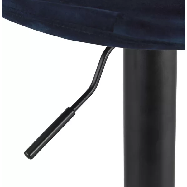 Tabouret réglable FINLEY en velours bleu et pied métal noir