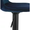 Tabouret réglable FINLEY en velours bleu et pied métal noir