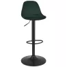 Tabouret réglable FINLEY en velours vert et pied métal noir