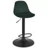 Tabouret réglable FINLEY en velours vert et pied métal noir