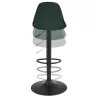 Tabouret réglable FINLEY en velours vert et pied métal noir