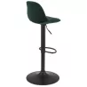 Tabouret réglable FINLEY en velours vert et pied métal noir