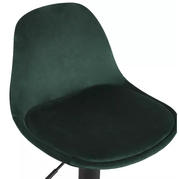 Tabouret réglable FINLEY en velours vert et pied métal noir