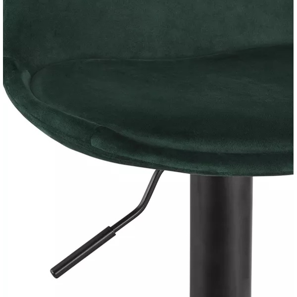 Tabouret réglable FINLEY en velours vert et pied métal noir