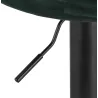 Tabouret réglable FINLEY en velours vert et pied métal noir