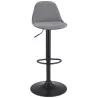 Tabouret réglable FINLEY en velours gris et pied métal noir