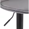 Tabouret réglable FINLEY en velours gris et pied métal noir