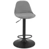 Tabouret réglable FINLEY en velours gris et pied métal noir