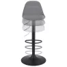 Tabouret réglable FINLEY en velours gris et pied métal noir