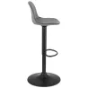 Tabouret réglable FINLEY en velours gris et pied métal noir