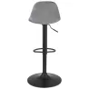 Tabouret réglable FINLEY en velours gris et pied métal noir