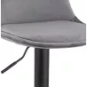 Tabouret réglable FINLEY en velours gris et pied métal noir