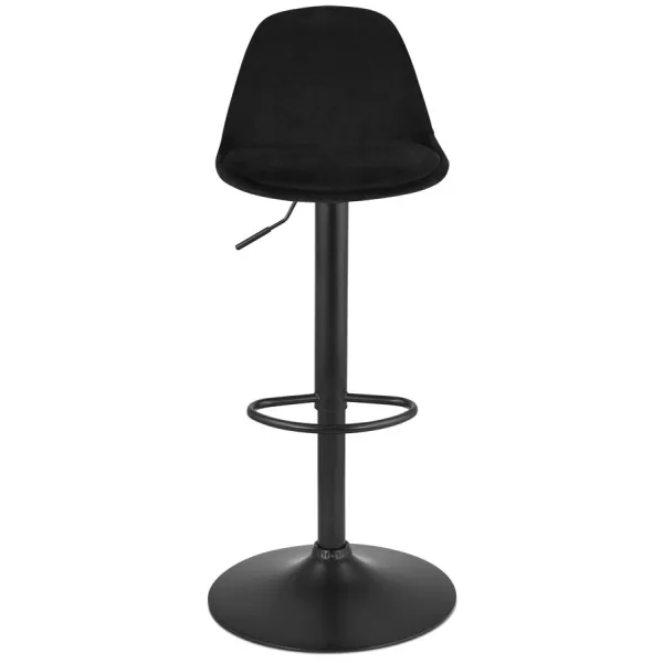 Tabouret réglable FINLEY en velours noir et pied métal noir