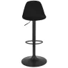 Tabouret réglable FINLEY en velours noir et pied métal noir