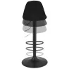 Tabouret réglable FINLEY en velours noir et pied métal noir