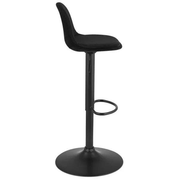 Tabouret réglable FINLEY en velours noir et pied métal noir