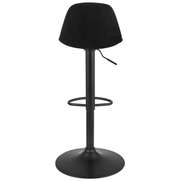 Tabouret réglable FINLEY en velours noir et pied métal noir