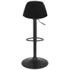 Tabouret réglable FINLEY en velours noir et pied métal noir