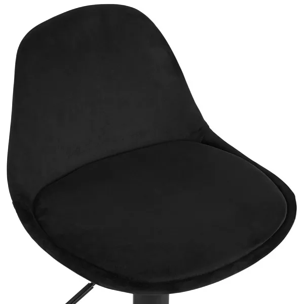 Tabouret réglable FINLEY en velours noir et pied métal noir