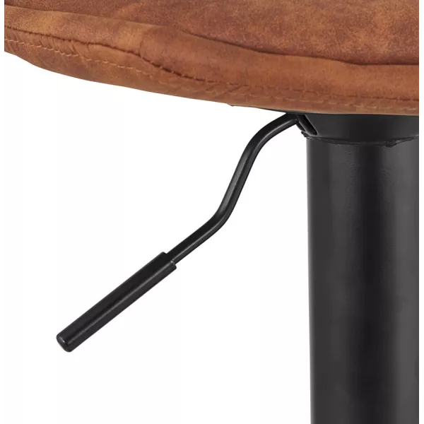 Tabouret réglable CROUPION en microfibre brun et pied métal noir