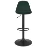 Tabouret réglable FINLEY en velours vert et pied métal noir