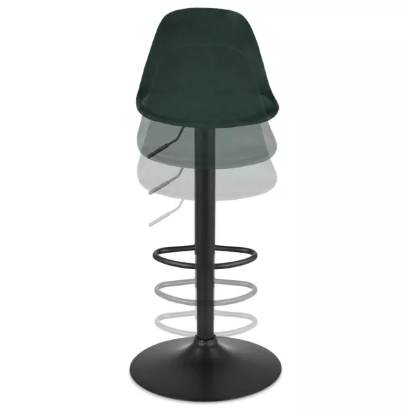 Tabouret réglable FINLEY en velours vert et pied métal noir