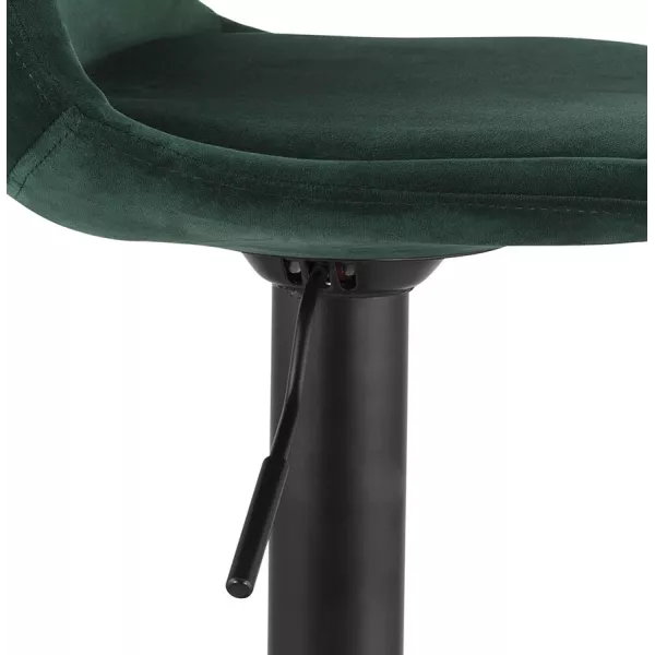 Tabouret réglable FINLEY en velours vert et pied métal noir