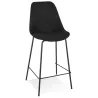 Tabouret snack mi-hauteur ALOE MINI en tissu noir pied métal