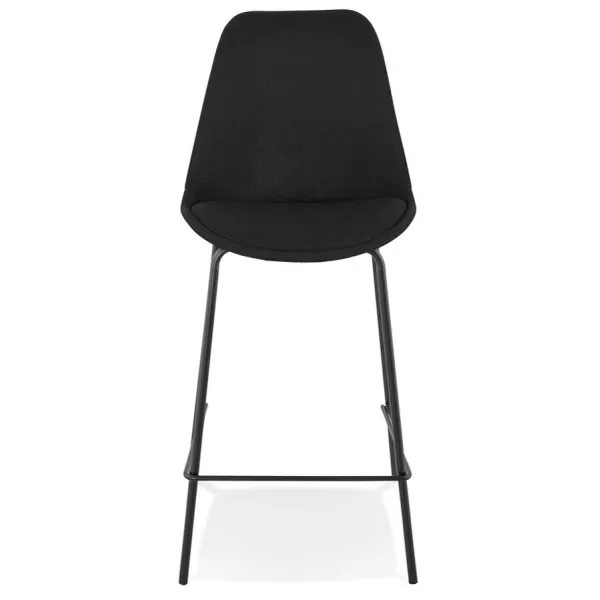 Tabouret snack mi-hauteur ALOE MINI en tissu noir pied métal