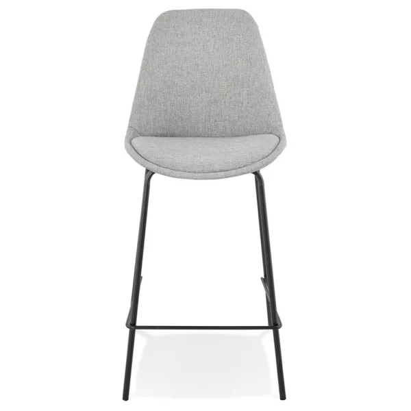 Tabouret snack mi-hauteur ALOE MINI en tissu gris pied métal