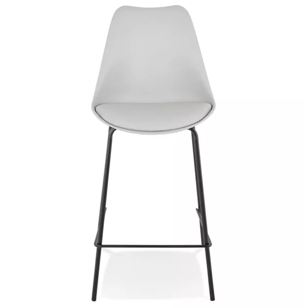 Tabouret snack mi-hauteur LEMON MINI gris pied métal noir