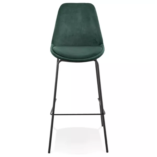 Tabouret de bar SPARK en velours vert et pieds métal noir