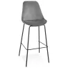 Tabouret de bar SPARK en velours gris et pieds métal noir