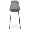 Tabouret de bar SPARK en velours gris et pieds métal noir