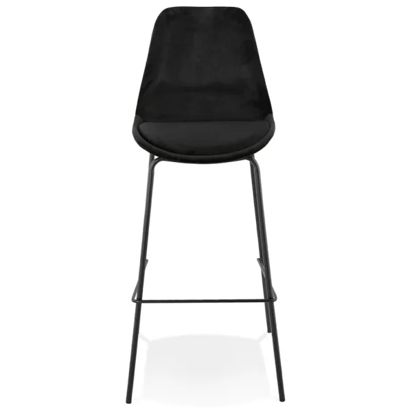 Tabouret de bar SPARK en velours noir et pieds métal noir