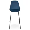 Tabouret de bar SPARK en velours bleu et pieds métal noir