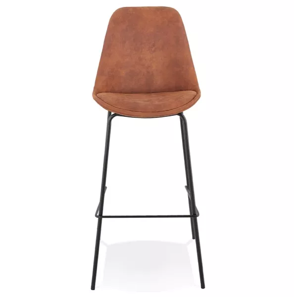 Tabouret de bar TAO en microfibre brune et pieds métal noir