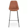 Tabouret de bar TAO en microfibre brune et pieds métal noir