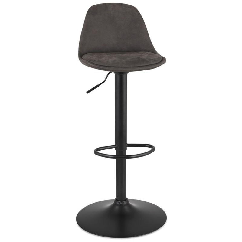 Tabouret réglable CROUPION en microfibre gris foncé et pied métal noir