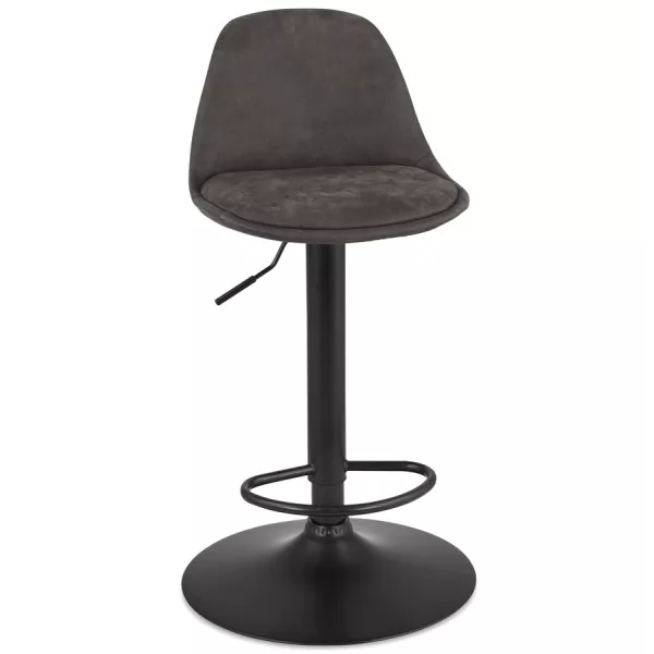 Tabouret réglable CROUPION en microfibre gris foncé et pied métal noir