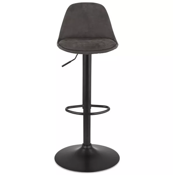 Tabouret réglable CROUPION en microfibre gris foncé et pied métal noir