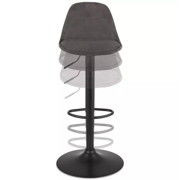 Tabouret réglable CROUPION en microfibre gris foncé et pied métal noir