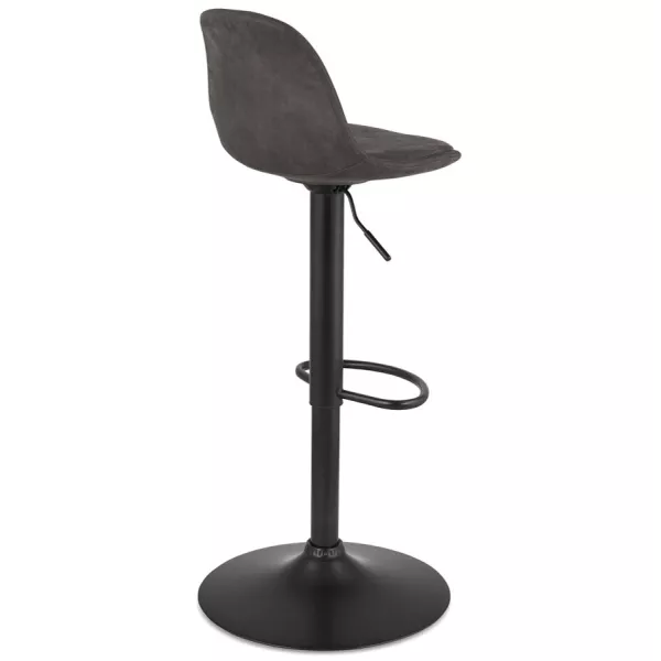 Tabouret réglable CROUPION en microfibre gris foncé et pied métal noir