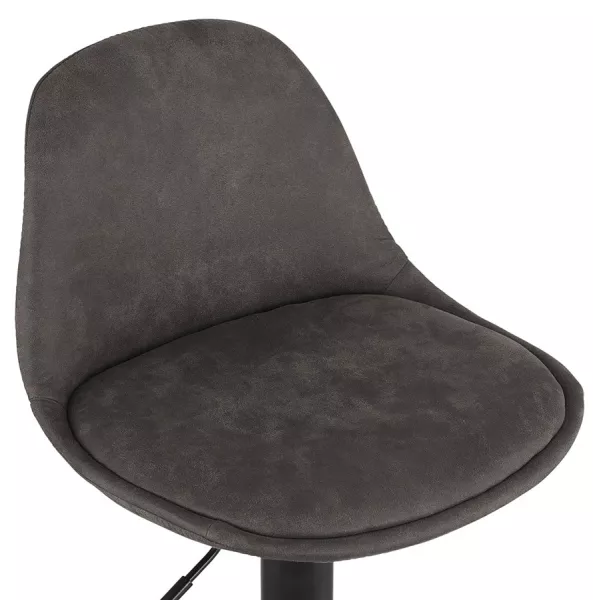 Tabouret réglable CROUPION en microfibre gris foncé et pied métal noir