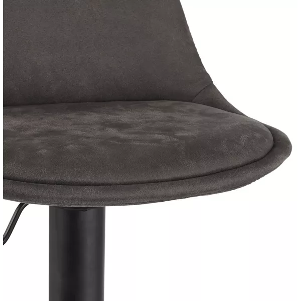 Tabouret réglable CROUPION en microfibre gris foncé et pied métal noir