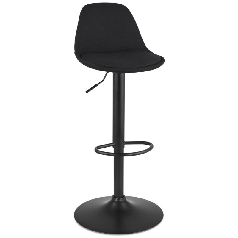 Tabouret réglable WALDO en tissu noir et pied métal noir