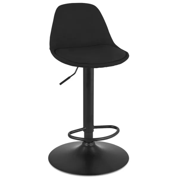 Tabouret réglable WALDO en tissu noir et pied métal noir