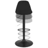 Tabouret réglable WALDO en tissu noir et pied métal noir