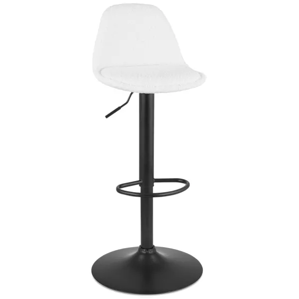 Tabouret réglable LANCELOT en tissu bouclé blanc et pied métal noir