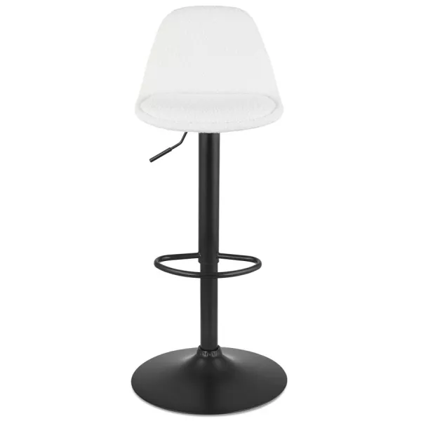 Tabouret réglable LANCELOT en tissu bouclé blanc et pied métal noir